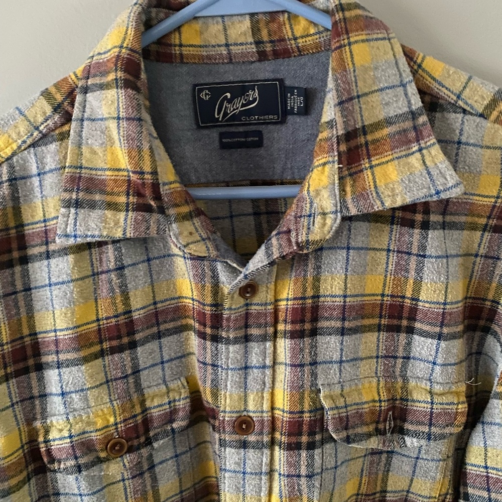 Grayers Cotton Flannel yellow/ brown Plaid Shirt‎ size L